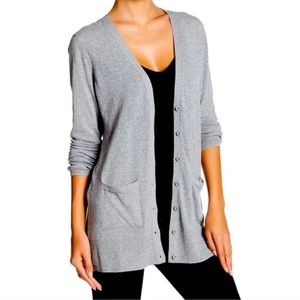 14th & Union Grey Girlfriend Cardigan Sweater Top